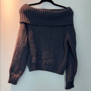 Women's Off-Shoulder Sweater - Dark Gray